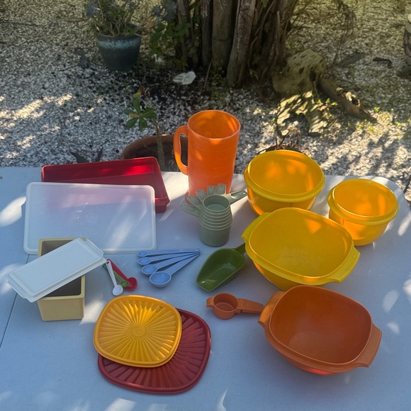 Tupperware Other - Vintage 1970s Tupperware Kitchen Set in Orange Green Red and Yellow